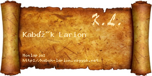 Kabók Larion névjegykártya